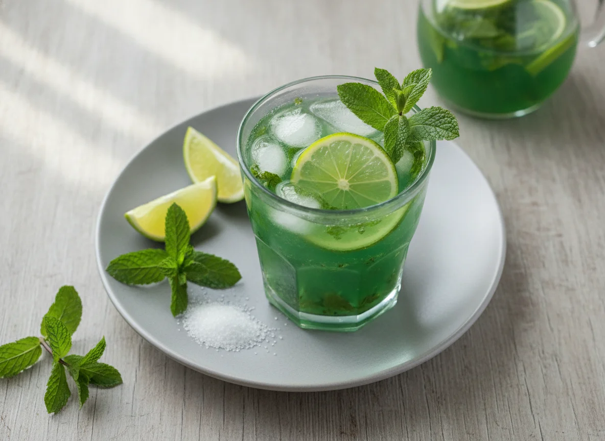 Jugo verde con menta photo