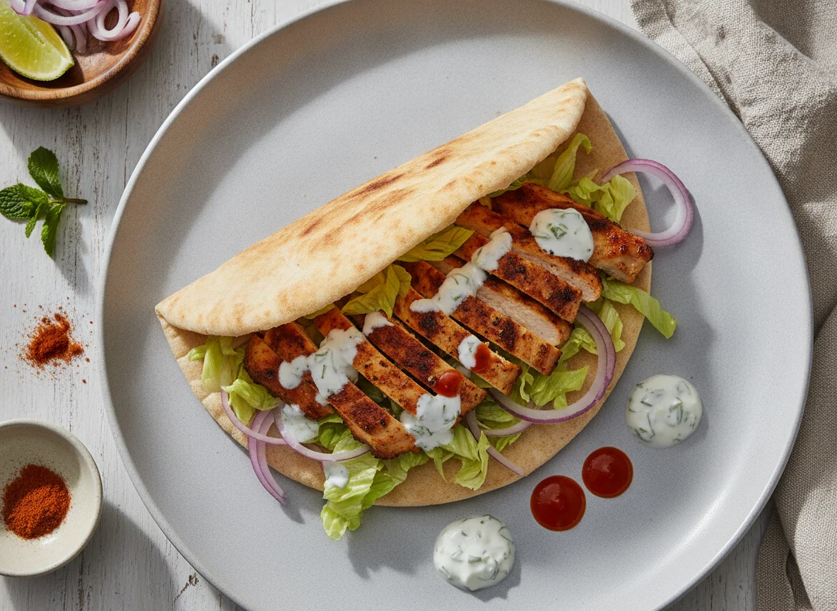 Kebab en pan de pita photo