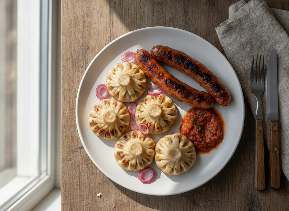 Khinkali y Salchichas a la Parrilla photo