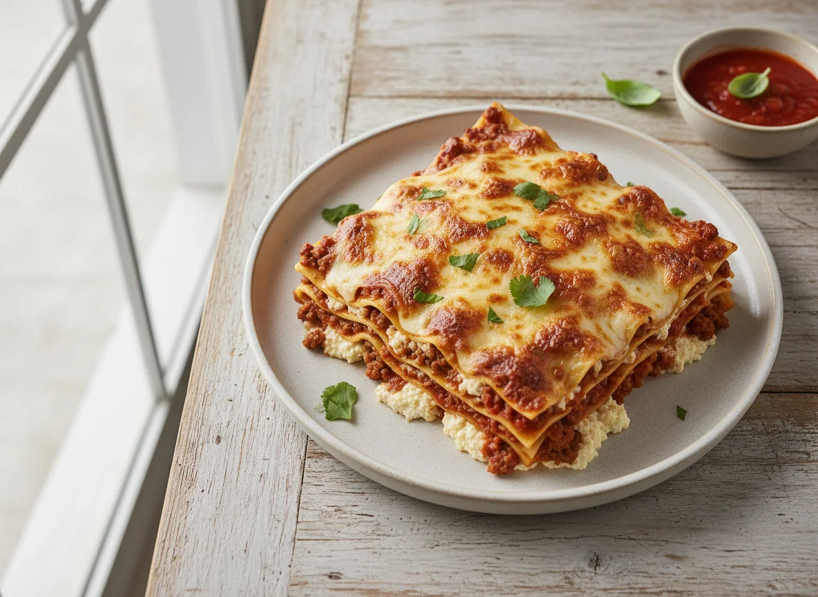Lasagna de carne con queso photo