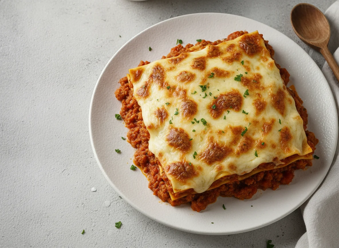 Lasaña de carne con salsa bechamel photo