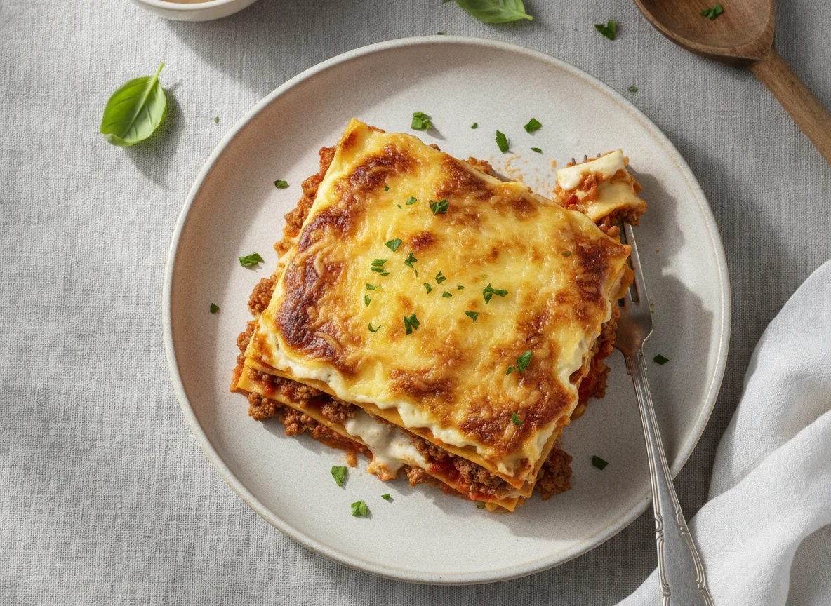 Lasaña de carne y bechamel photo