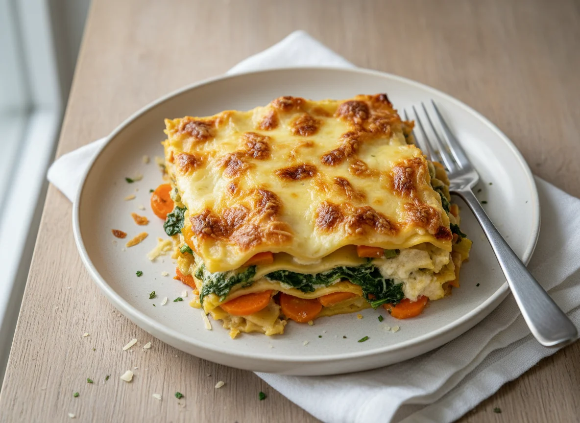 Lasaña de verduras con bechamel photo
