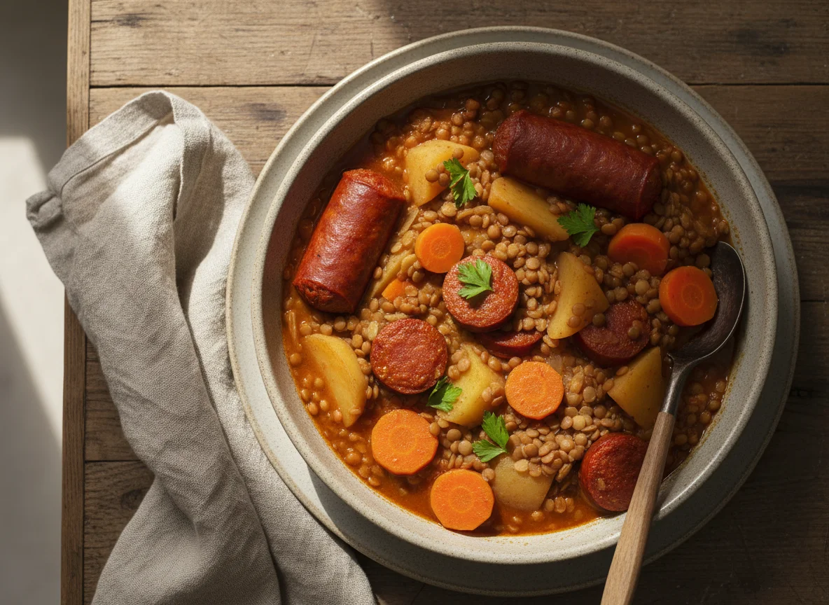 Lentejas con chorizo photo