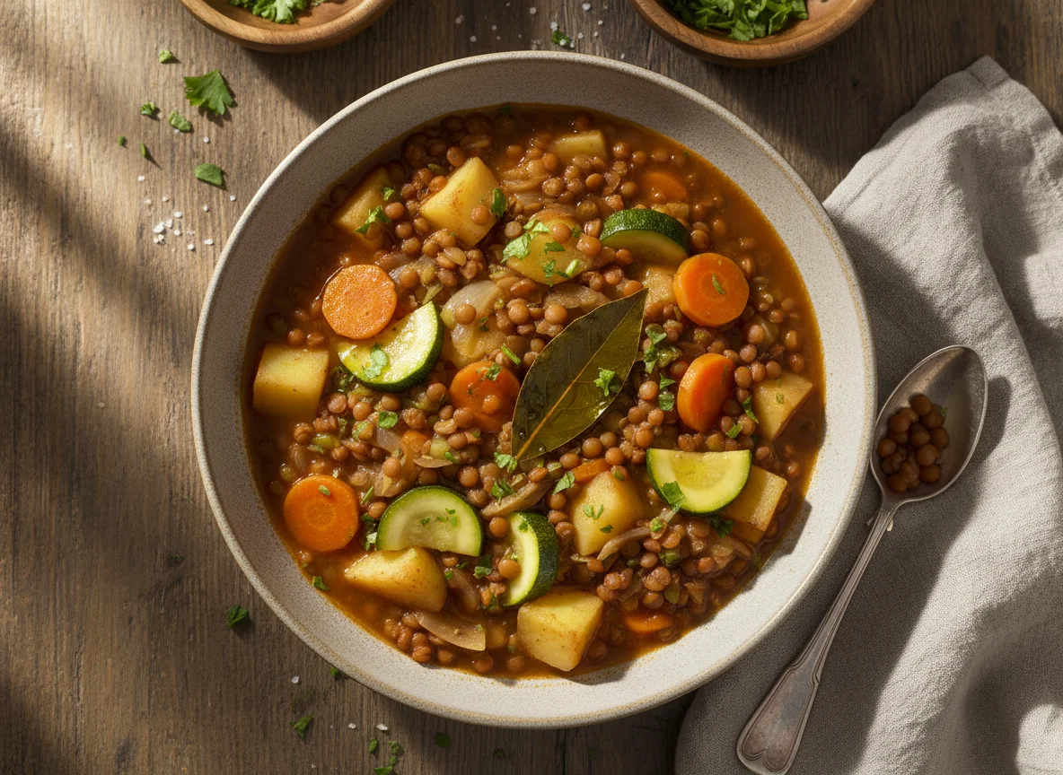 Lentejas con verduras photo