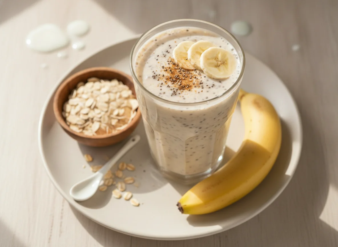 Licuado de avena y plátano photo