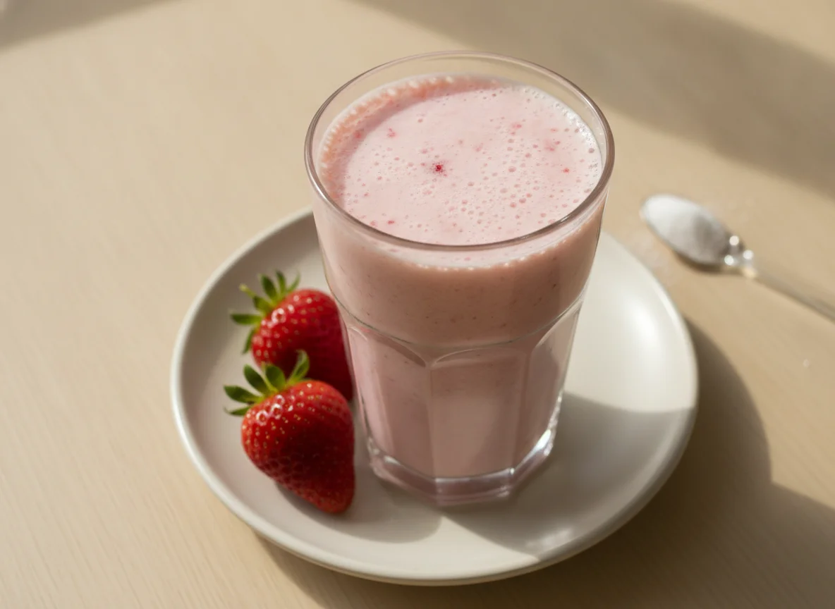 Licuado de fresa con leche photo