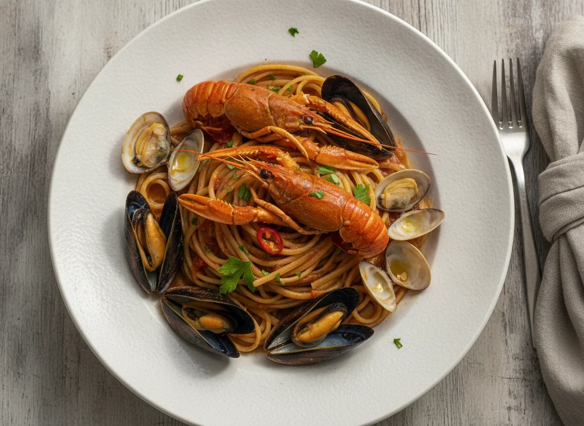 Linguine frutti di mare photo