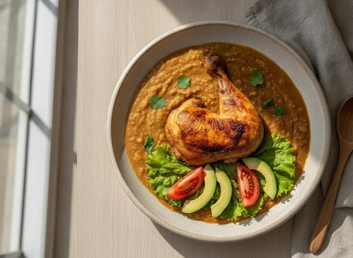 Locro de papa con pollo asado photo