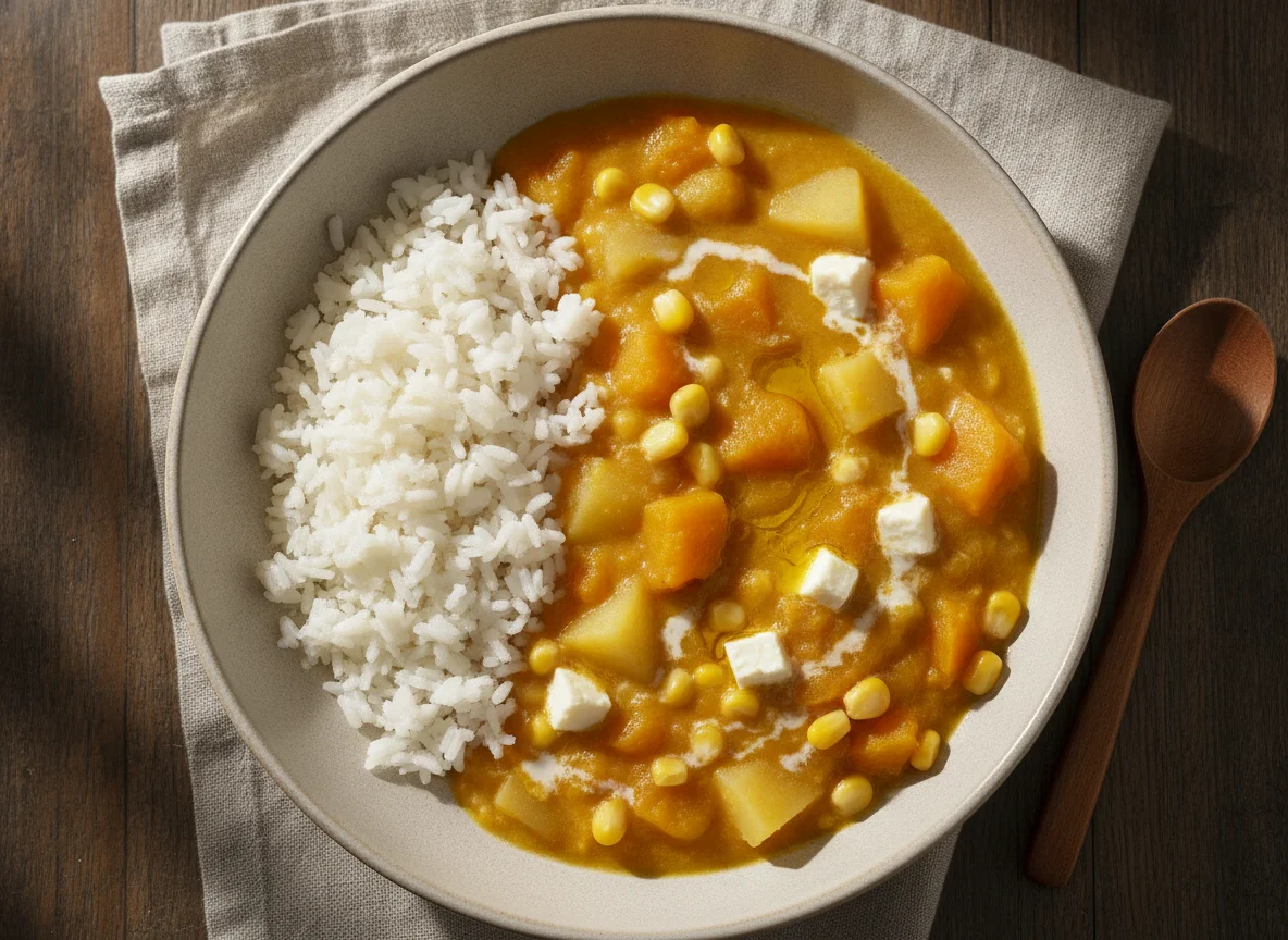 Locro de zapallo con arroz blanco photo