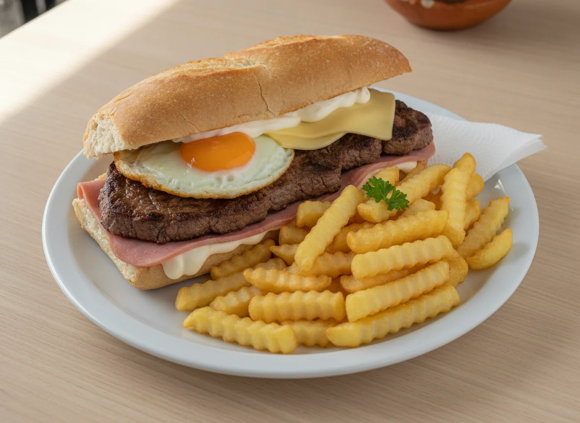 Lomito completo con papas fritas photo