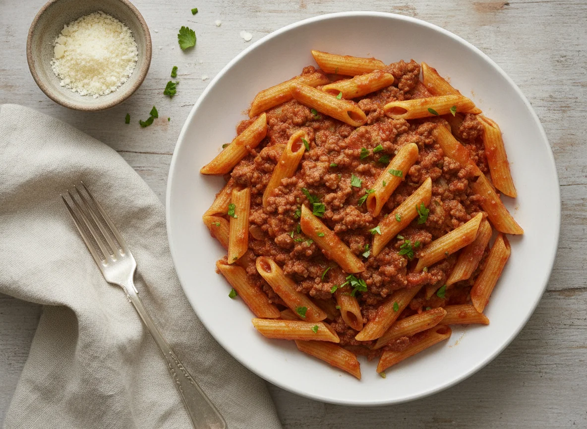 Macarrones con salsa boloñesa photo
