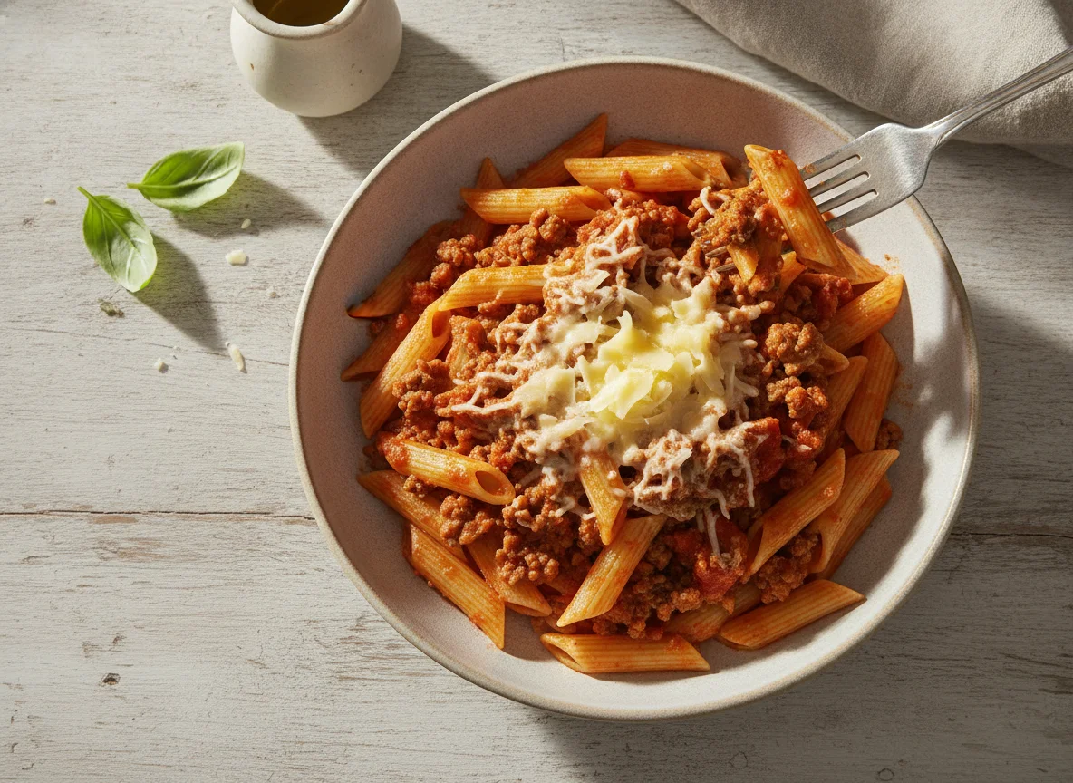Macarrones con tomate y queso photo