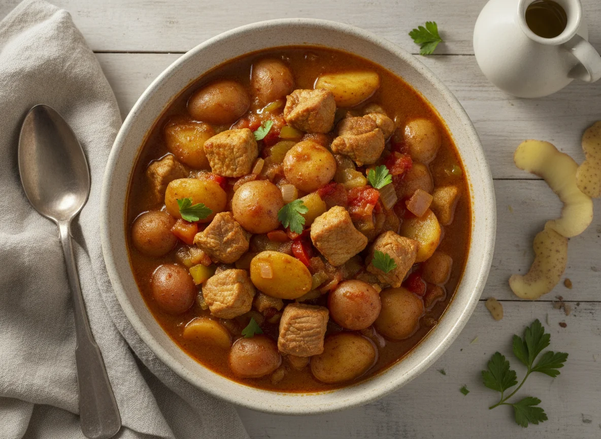 Marmitaco de patatas con carne photo