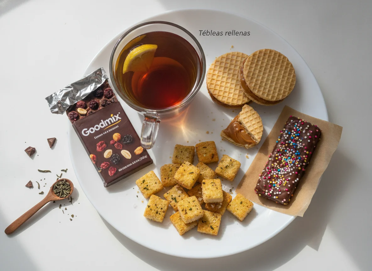 Merienda con snacks dulces y salados photo