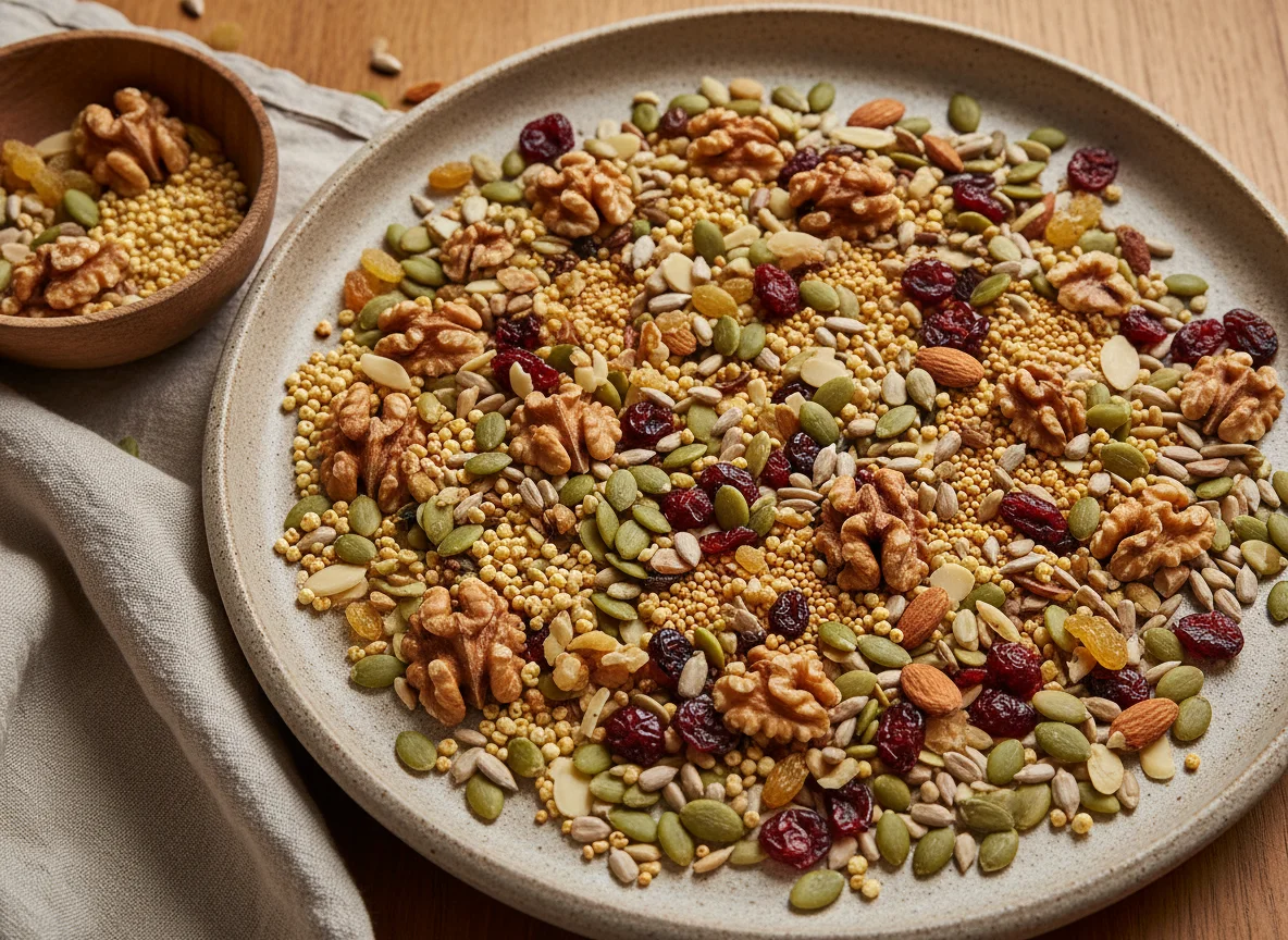 Mezcla de frutos secos y semillas photo