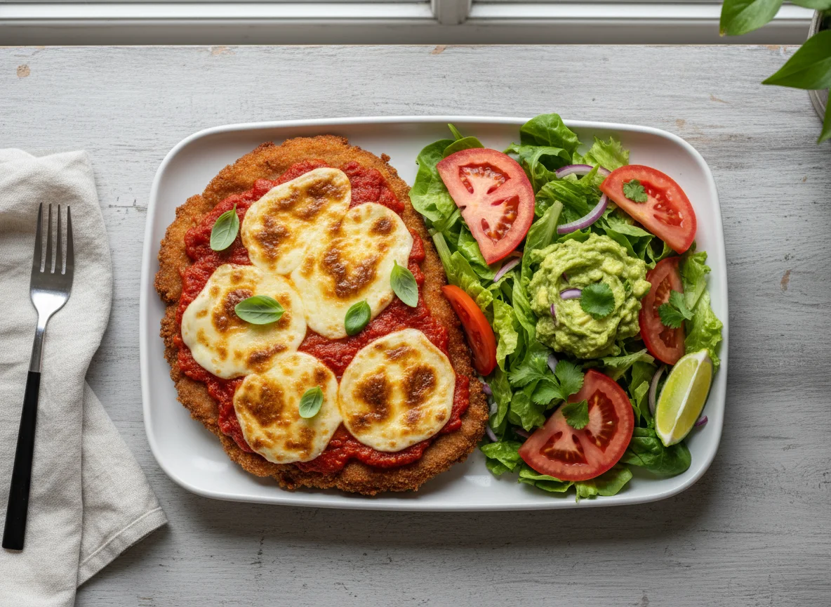 Milanesa a la napolitana con ensalada photo