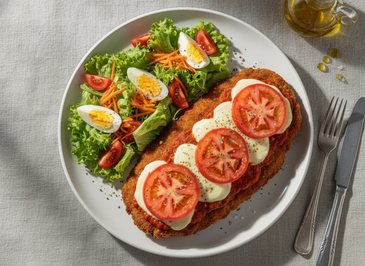Milanesa a la napolitana con ensalada mixta photo