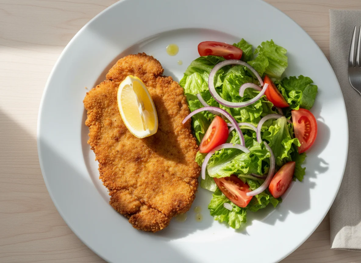 Milanesa con ensalada mixta photo