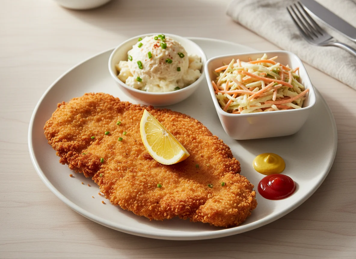 Milanesa con ensalada y aderezos photo