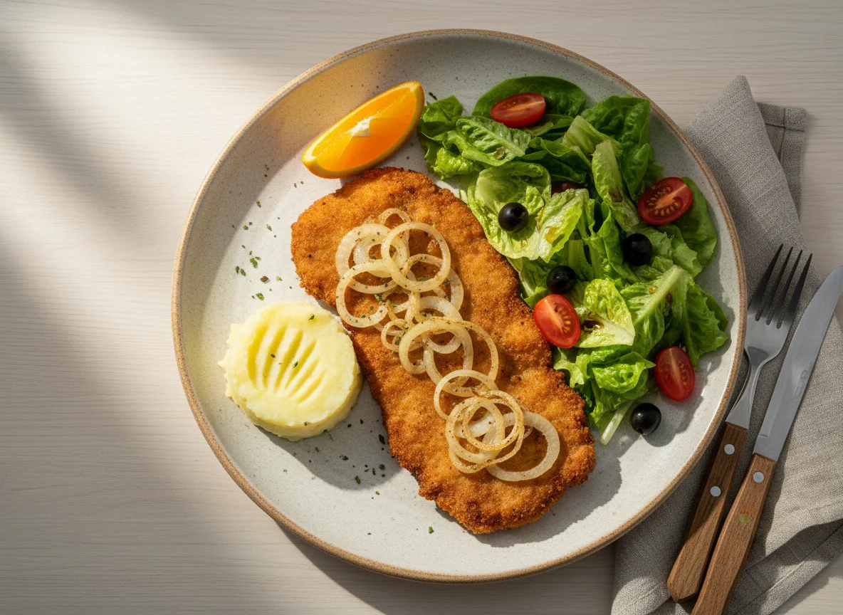 Milanesa con ensalada y puré photo