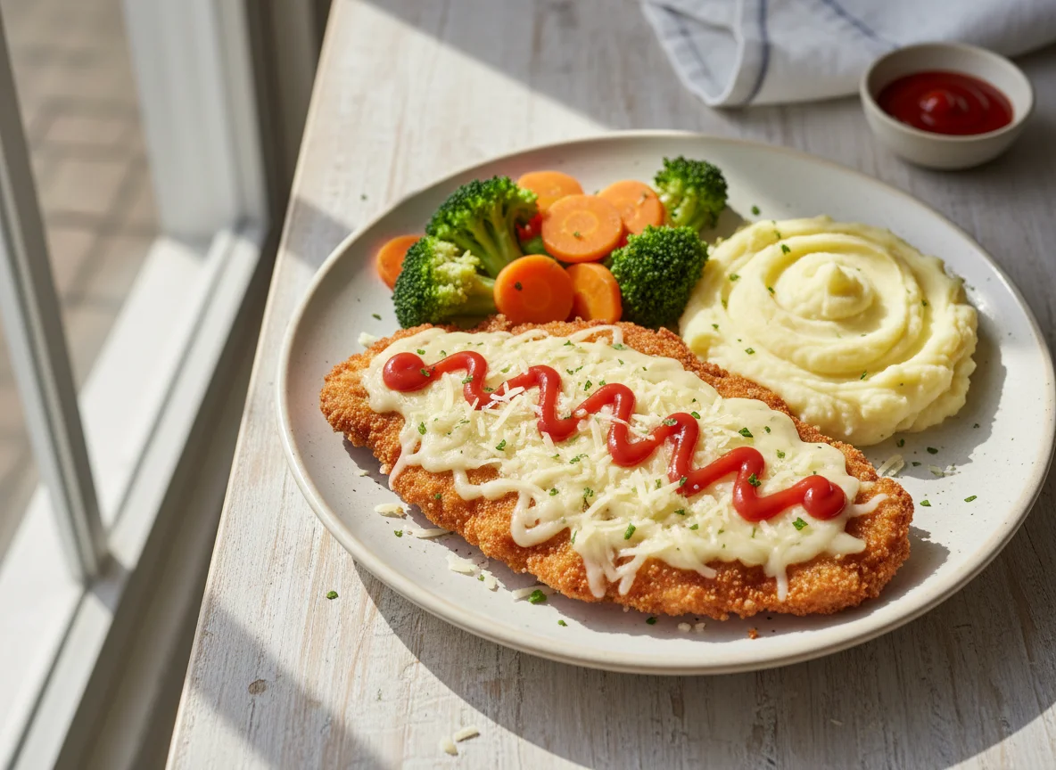 Milanesa con puré y vegetales photo