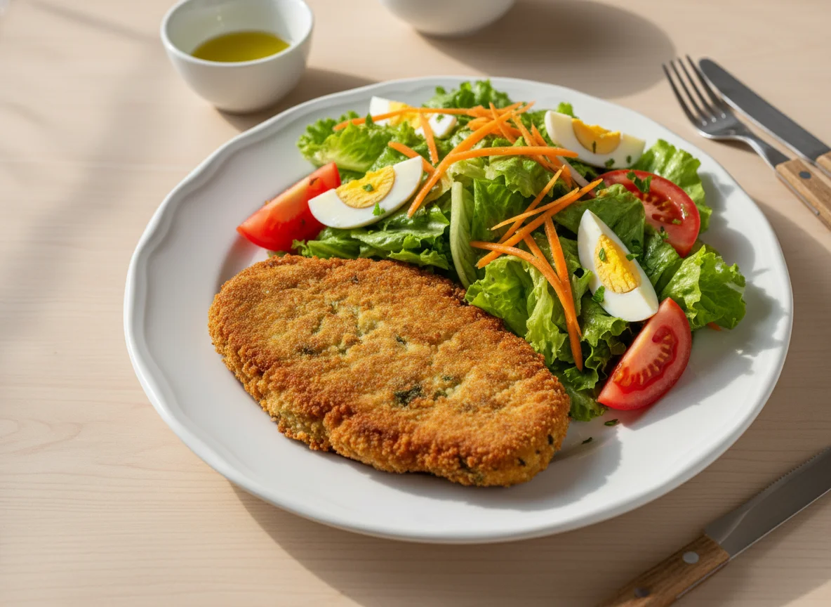 Milanesa de acelga y ensalada mixta photo