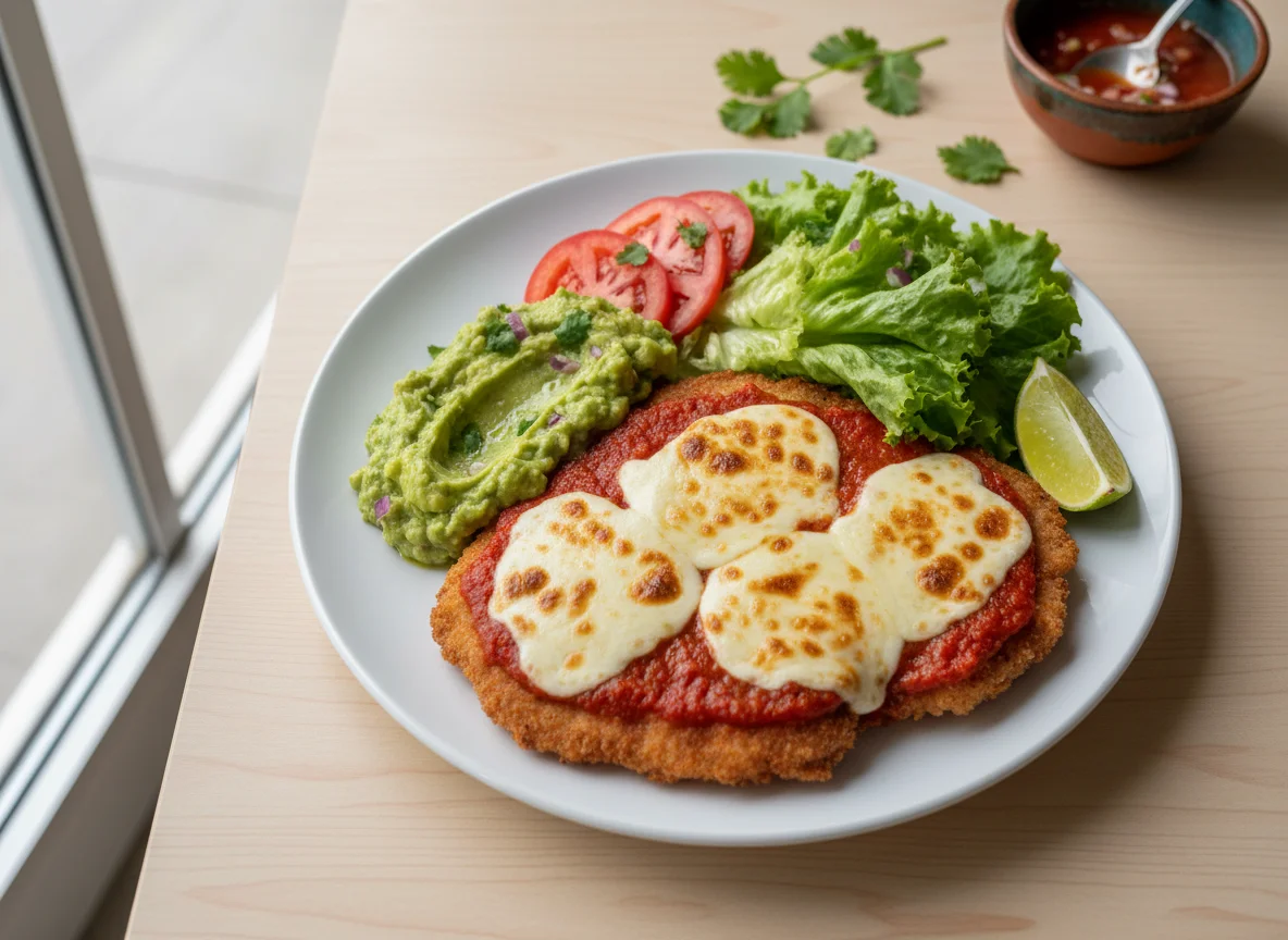 milanesa de pollo napolitana photo