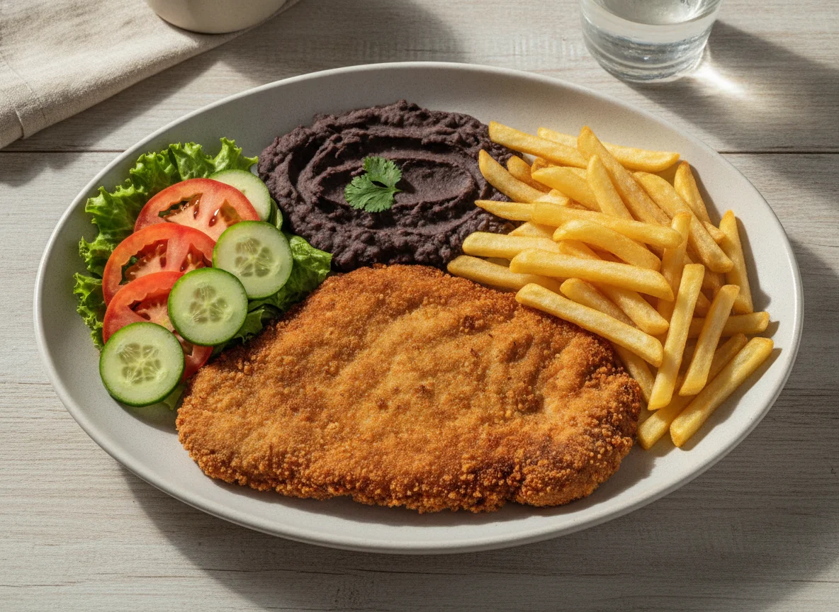 Milanesa de res con guarniciones photo