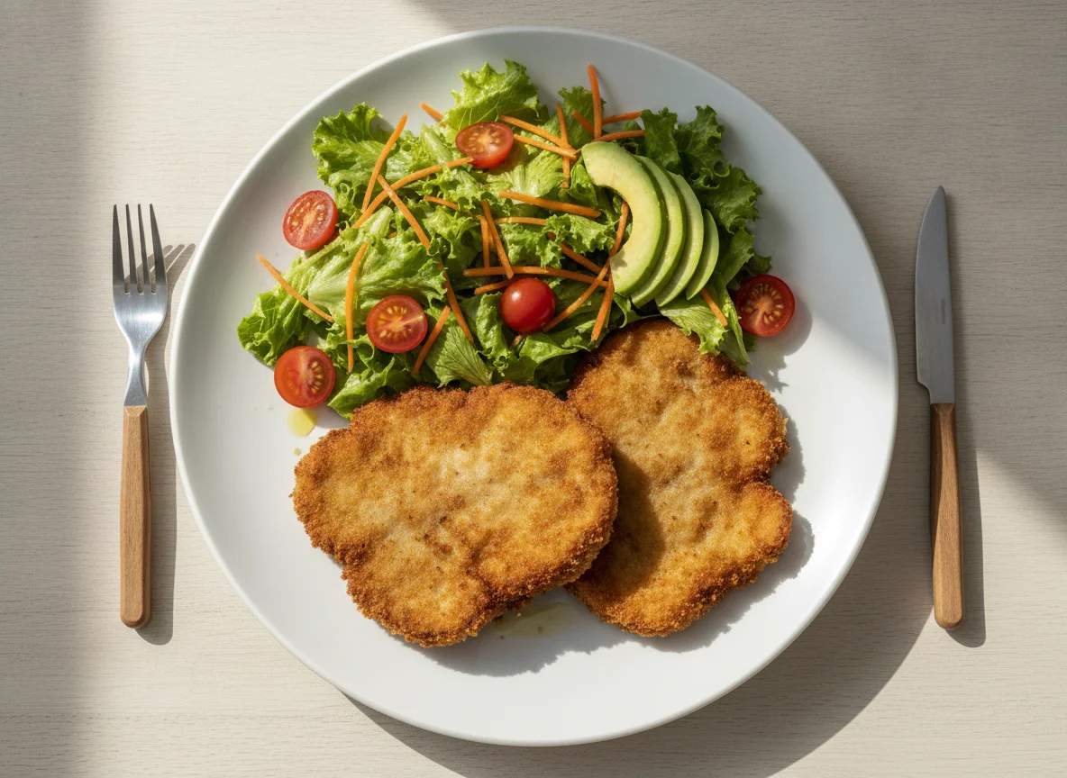 Milanesas con ensalada mixta photo