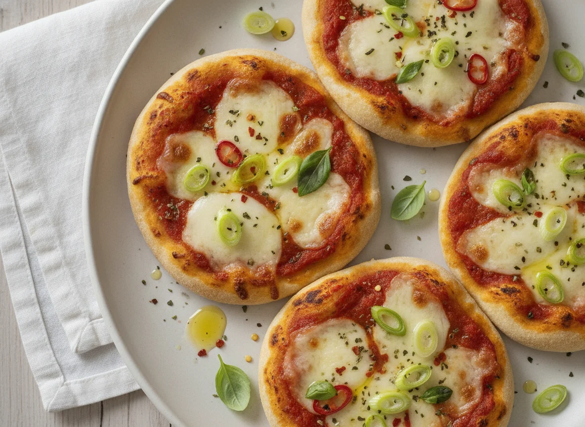 Mini pizzas caseras con verduras y queso photo