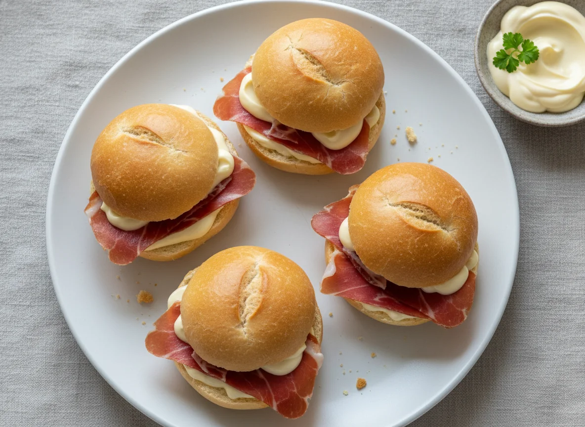Mini sándwiches de jamón photo