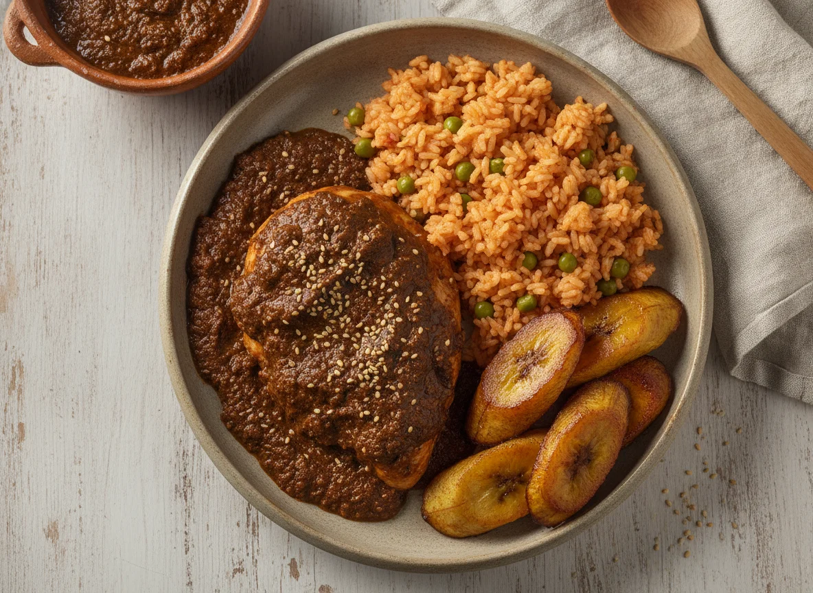 Mole Poblano con Pollo y Arroz photo