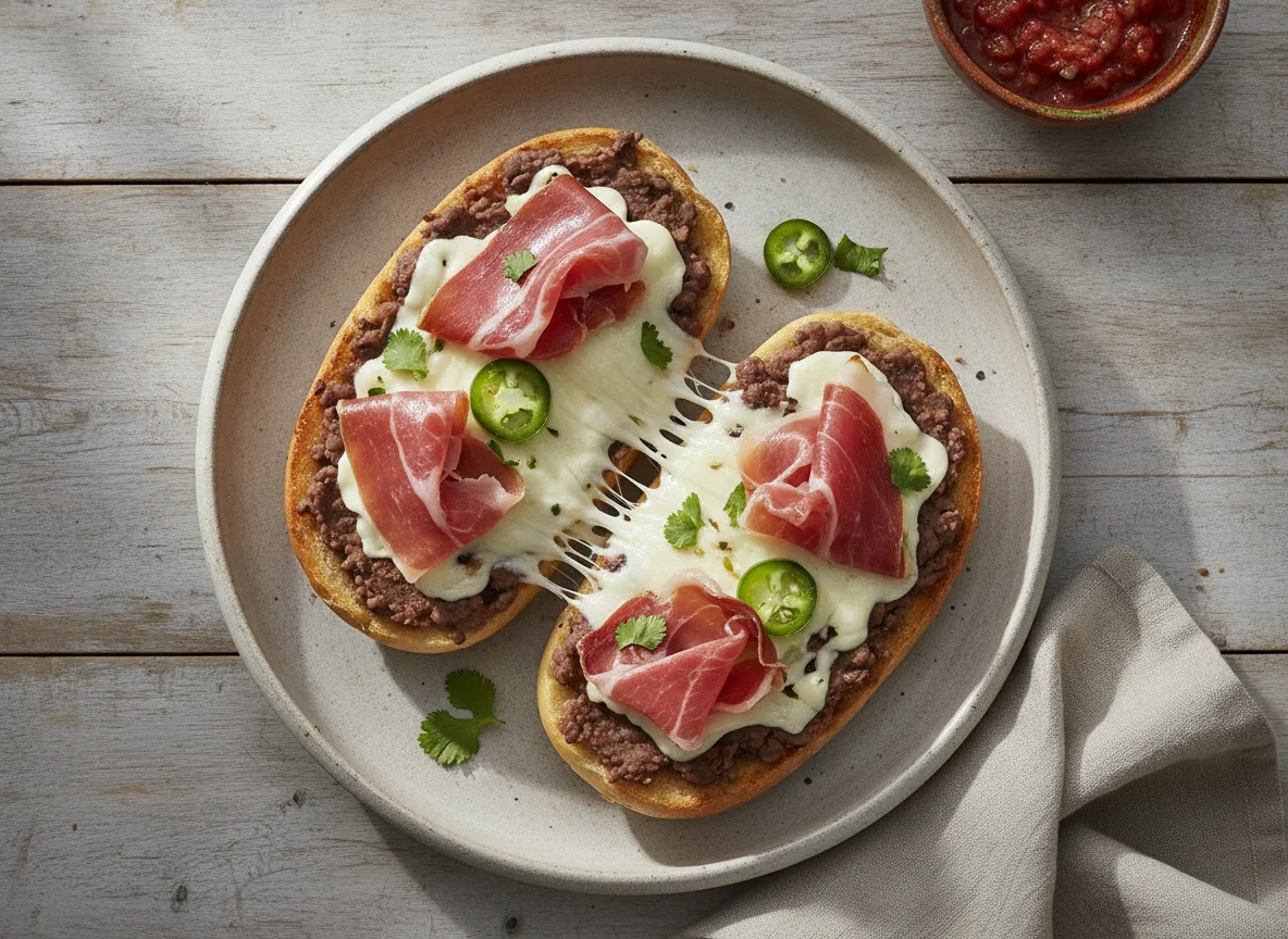 Mollete con jamón y queso photo