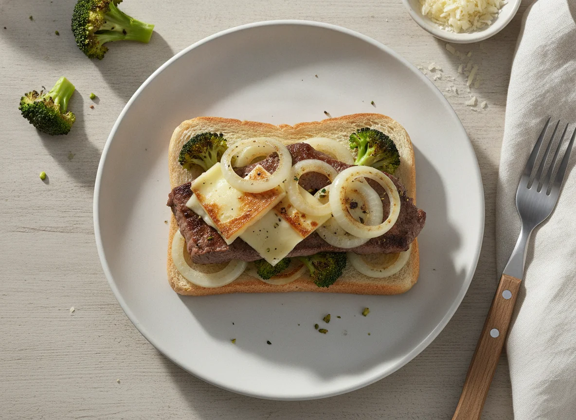 Montadito de ternera con brócoli y queso photo