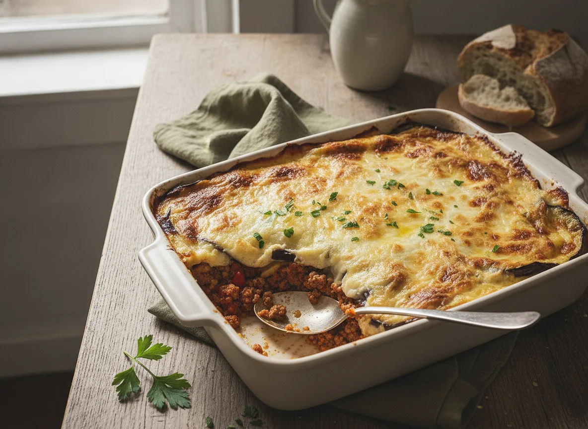 Moussaka o Berenjenas rellenas con bechamel photo