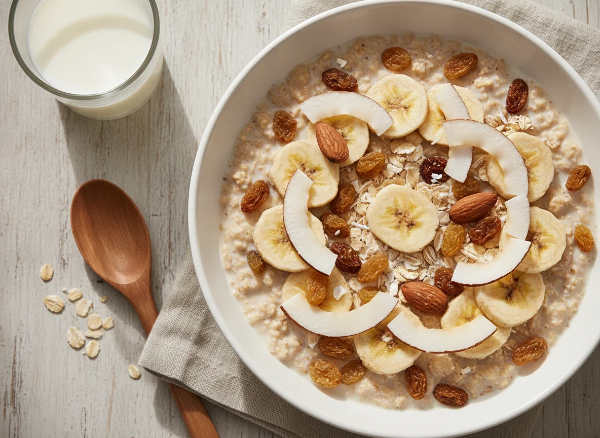 Muesli con leche y frutas photo