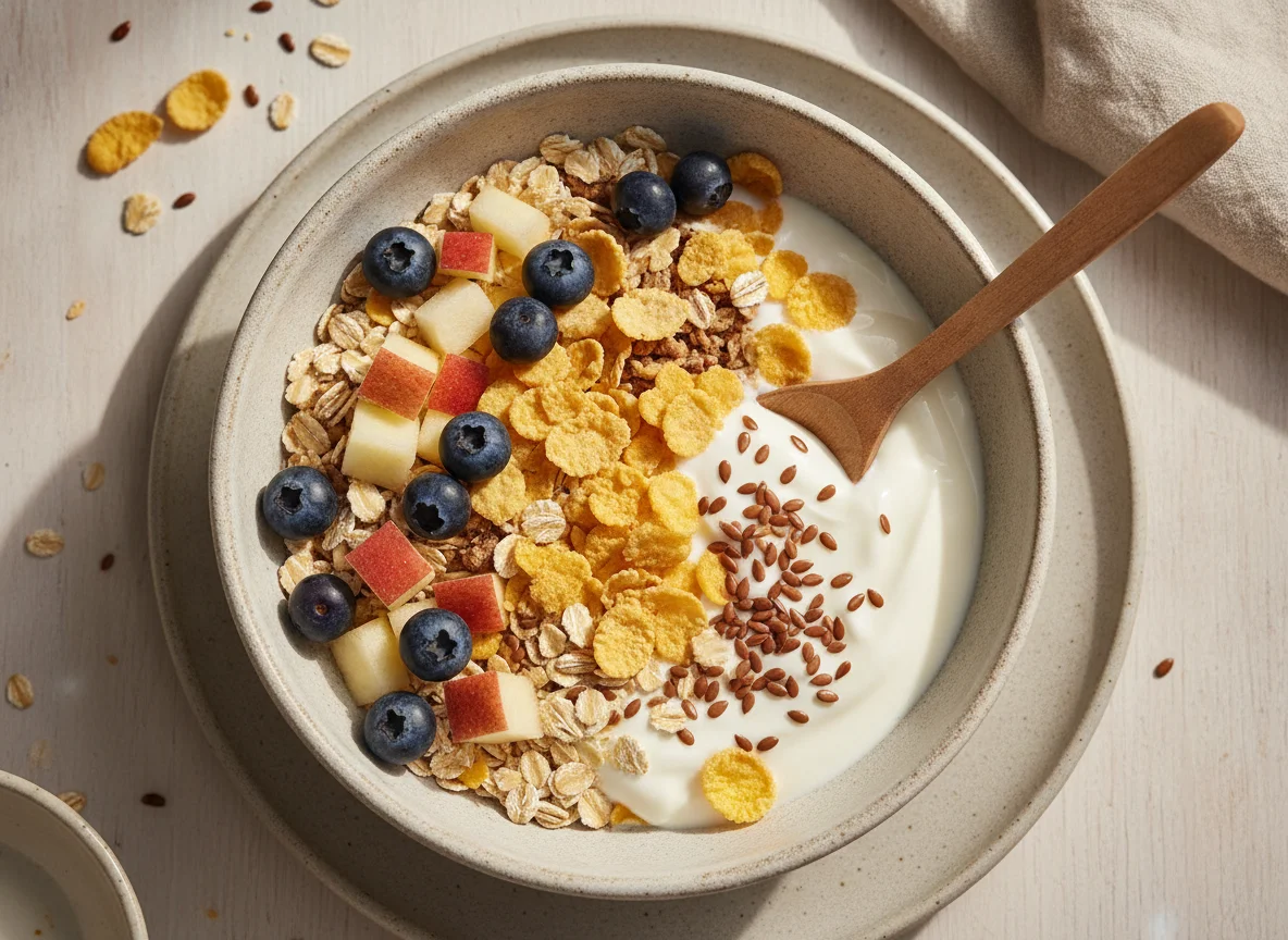 Muesli con yogur y frutas photo