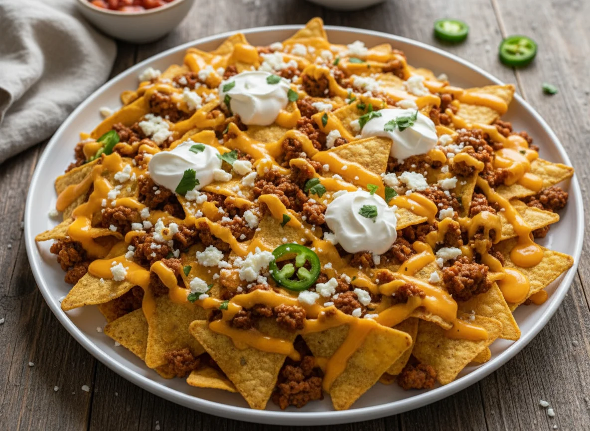 Nachos con carne y queso photo
