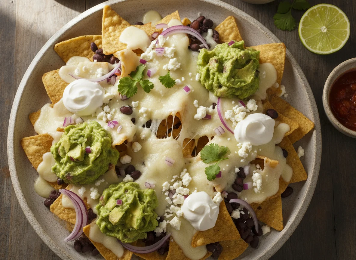 Nachos con guacamole y queso photo