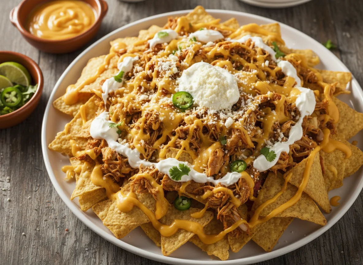 Nachos con pollo y queso photo
