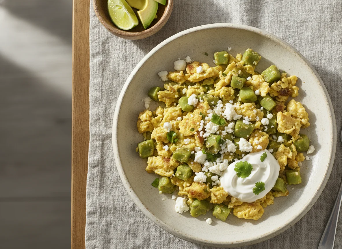 Nopales con huevo y queso photo
