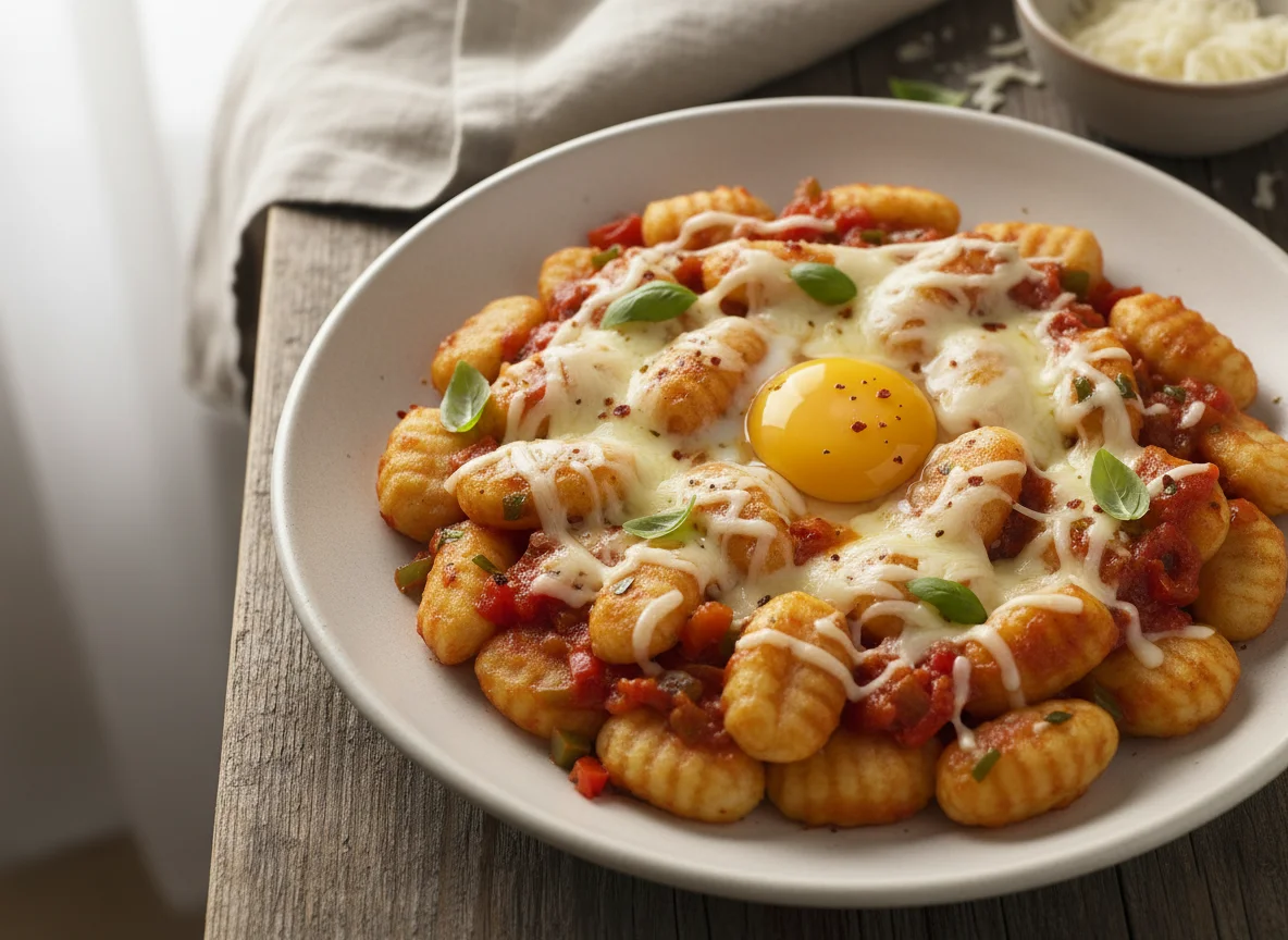 Ñoquis con salsa de tomate y queso photo