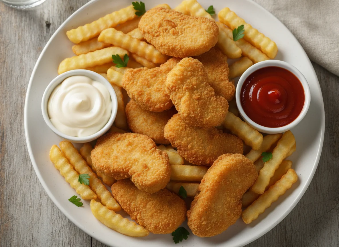 Nuggets de pollo con papas fritas photo