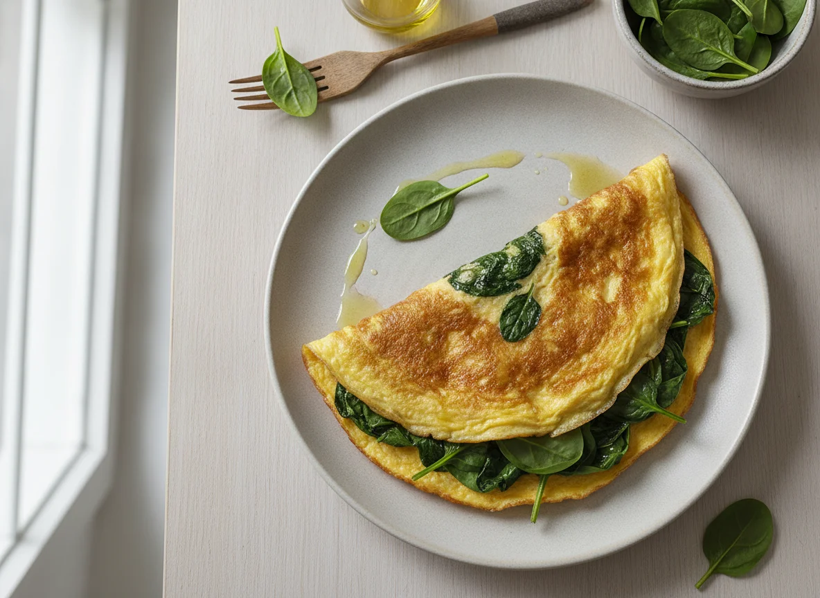 Omelette con espinacas photo