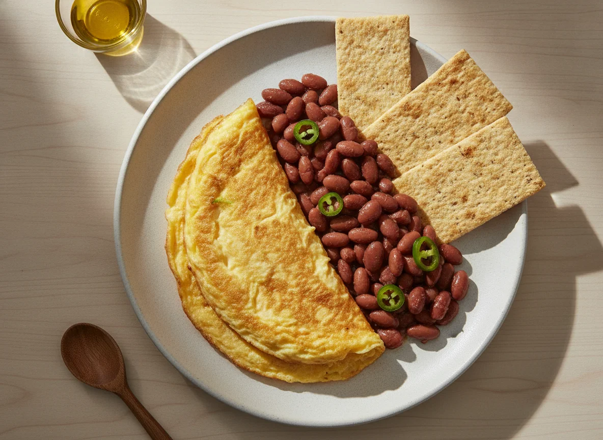 Omelette con frijoles y tostadas Salmas photo