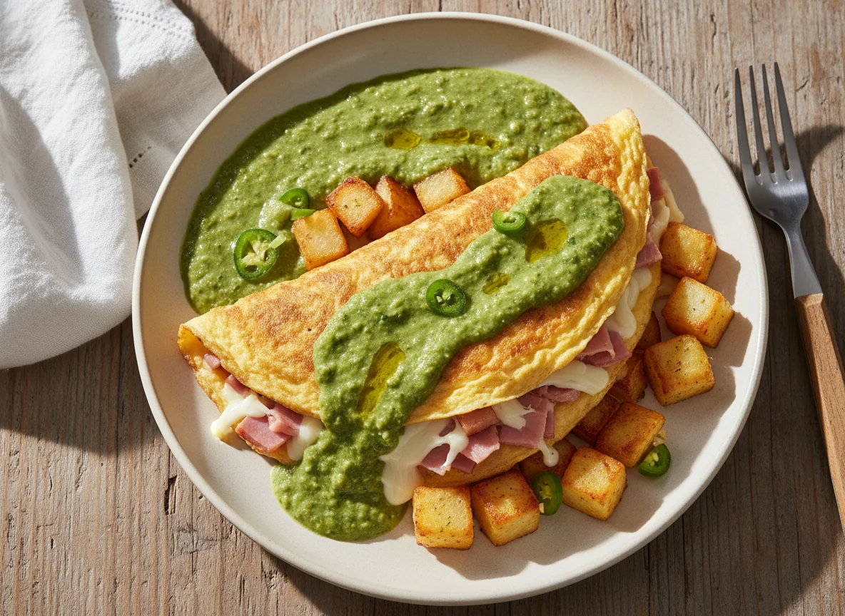 Omelette con papas en salsa verde photo