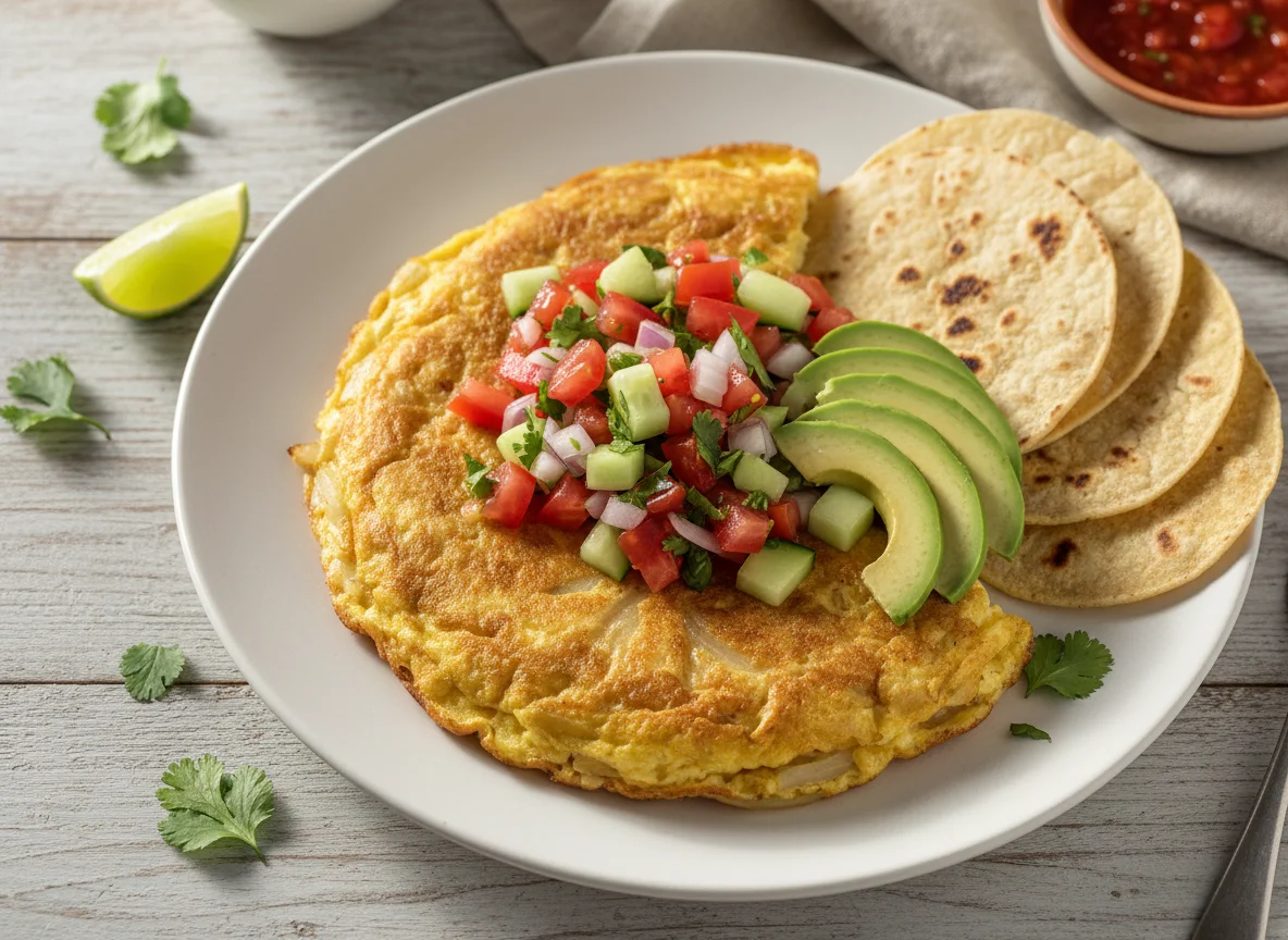 Omelette con pico de gallo y aguacate photo
