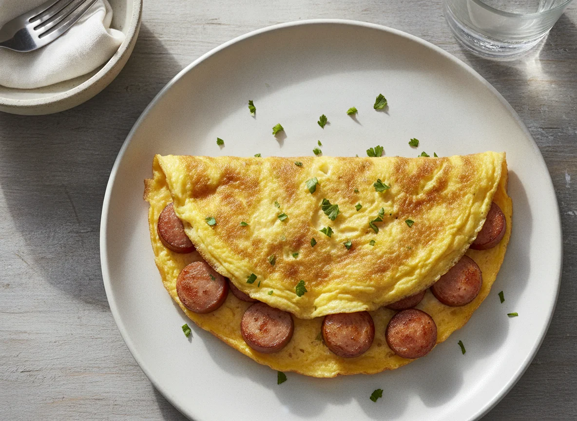 Omelette con salchicha photo