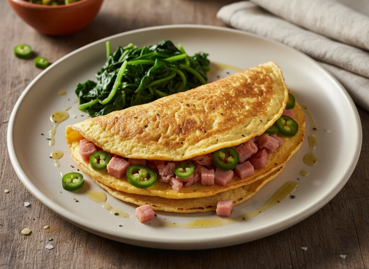Omelette con tortilla y chiles photo